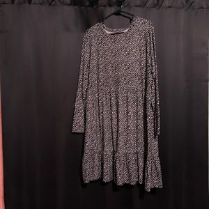 Maurices Long Sleeve Black & White Flowered Dress